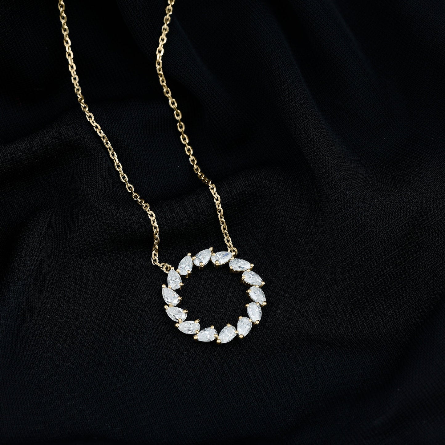 Certified Lab Pear Diamond Eternity Circle Necklace