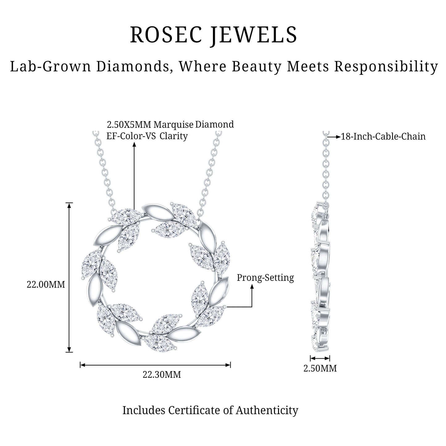 Lab Grown Diamond Nature Inspired Circle Necklace