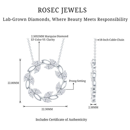 Lab Grown Diamond Nature Inspired Circle Necklace