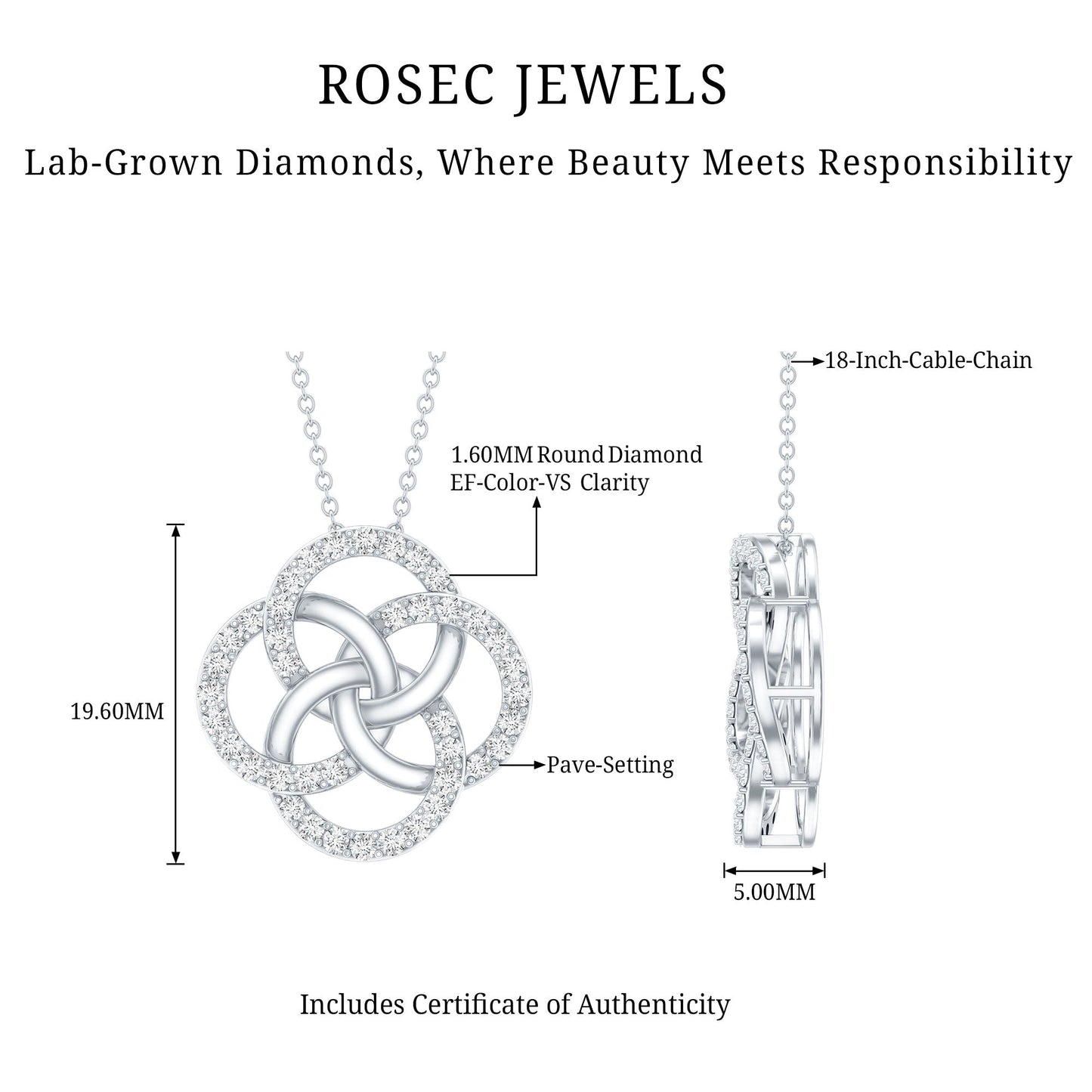 Certified Lab Grown Diamond Interlocking Circle Necklace