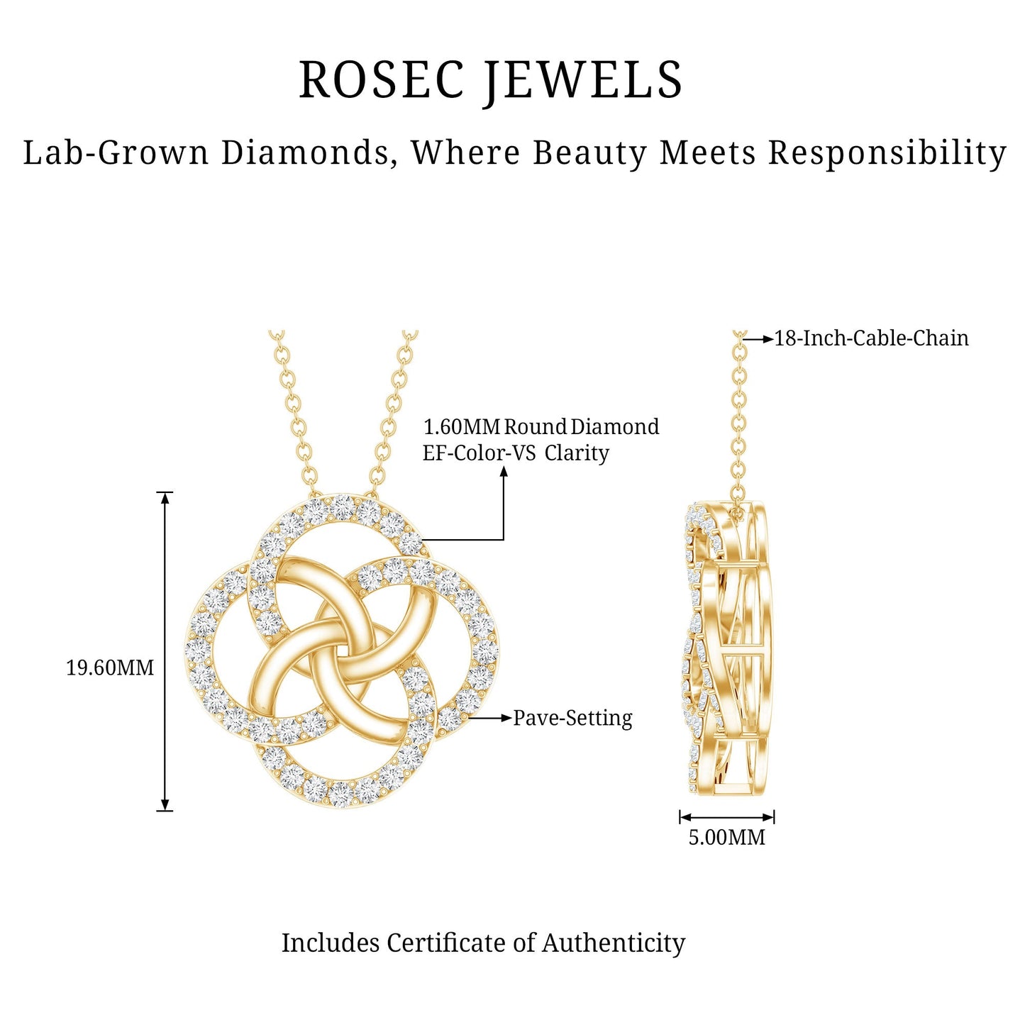 Certified Lab Grown Diamond Interlocking Circle Necklace