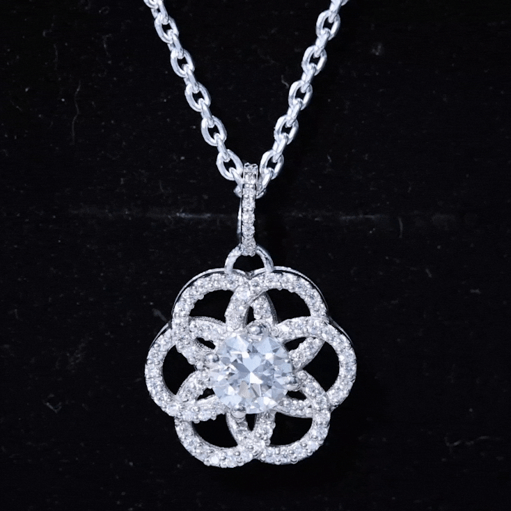 0.9 Carat Round Lab Diamond Flower Bridal Necklace