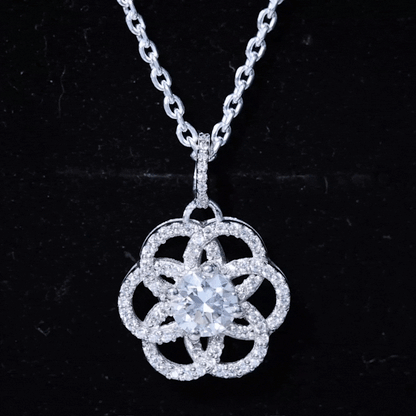 0.9 Carat Round Lab Diamond Flower Bridal Necklace