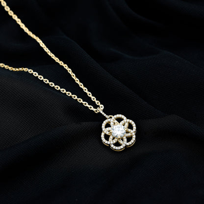 0.9 Carat Round Lab Diamond Flower Bridal Necklace