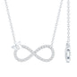 Lab Pave Set Diamond Sideways Infinity Butterfly Necklace