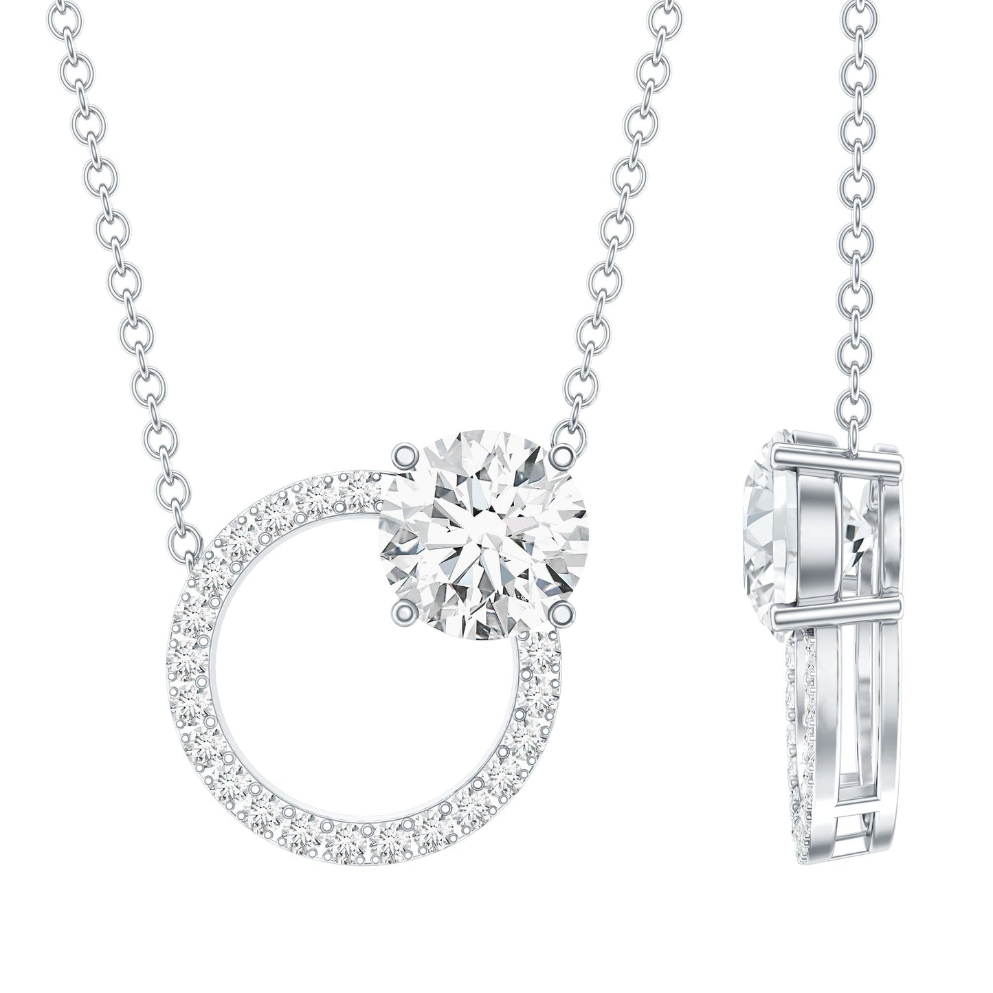 Certified Lab 0.9 Carat Diamond Circle Of Life Necklace