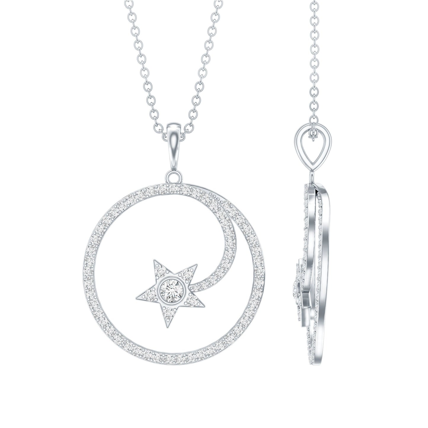 Certified Lab Grown Diamond Open Circle Necklace With Star