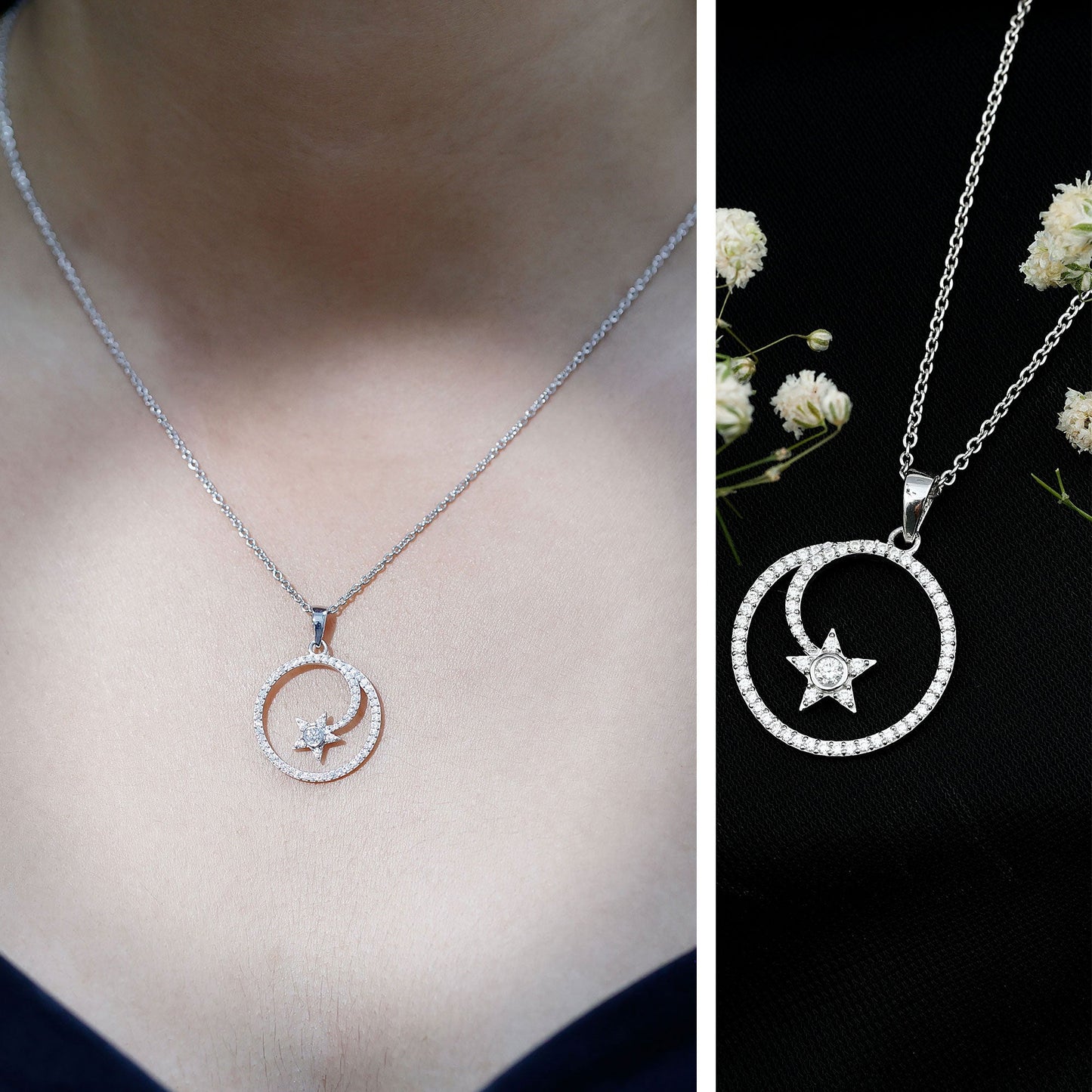 Certified Lab Grown Diamond Open Circle Necklace With Star