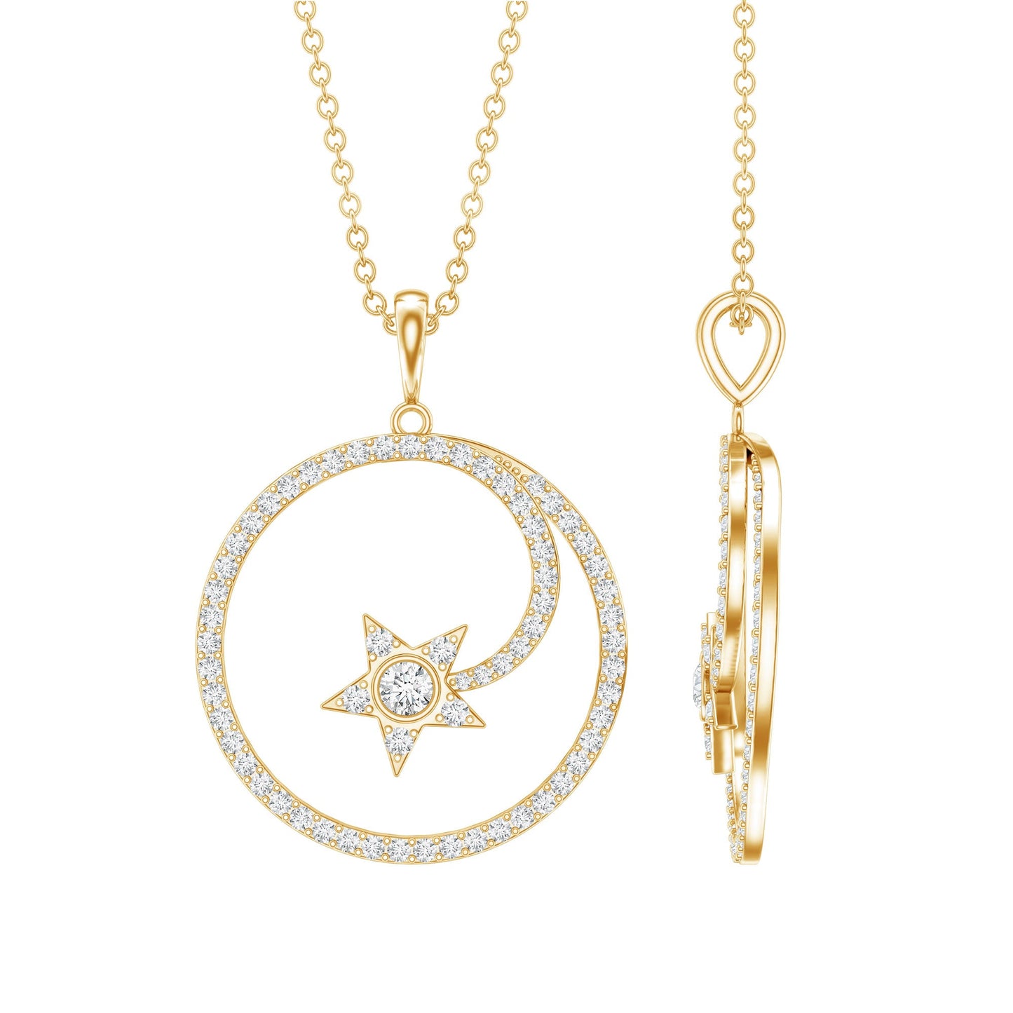 Certified Lab Grown Diamond Open Circle Necklace With Star