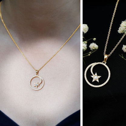 Certified Lab Grown Diamond Open Circle Necklace With Star