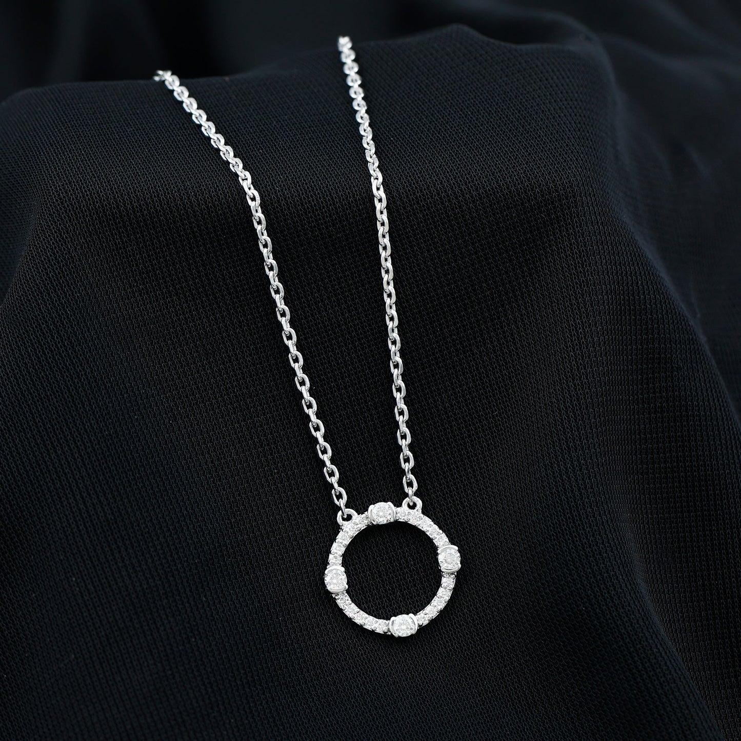 Certified Lab Grown Diamond Half Bezel Set Open Circle Necklace