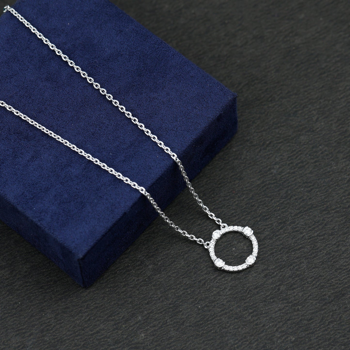 Certified Lab Grown Diamond Half Bezel Set Open Circle Necklace