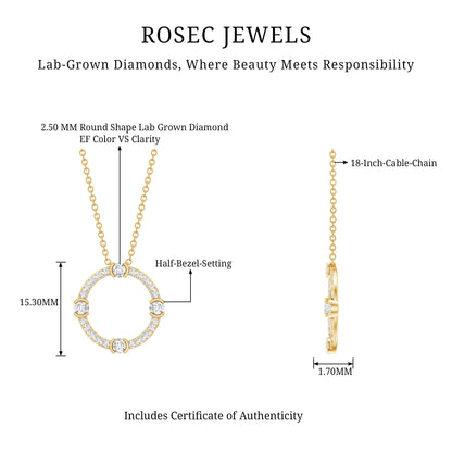 Certified Lab Grown Diamond Half Bezel Set Open Circle Necklace