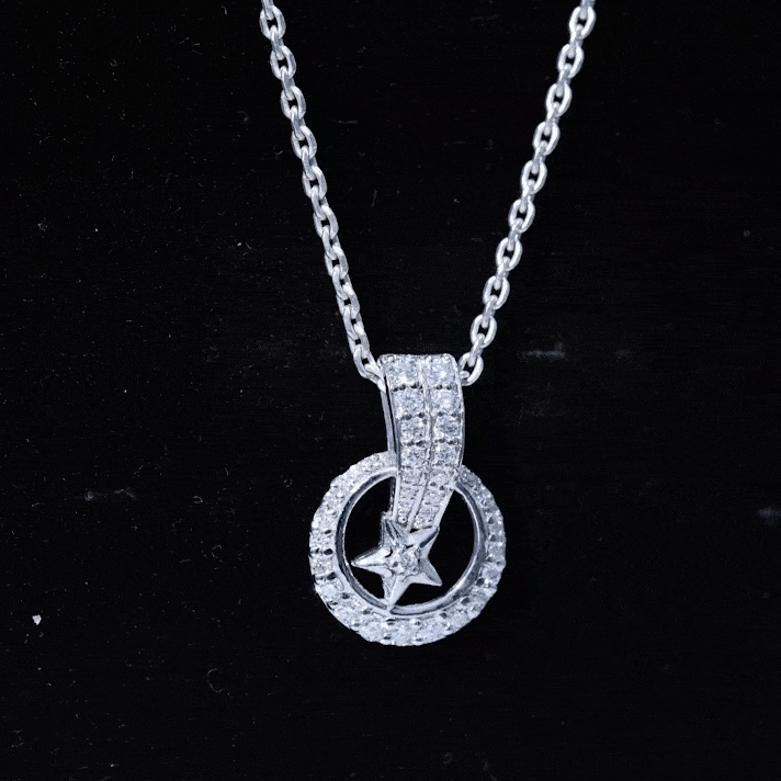 Lab Grown Diamond Star Circle Necklace With Decorated Bail
