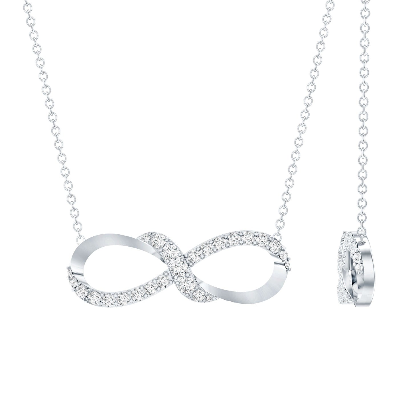 Lab Grown Diamond Infinity Knot Necklace with Accent