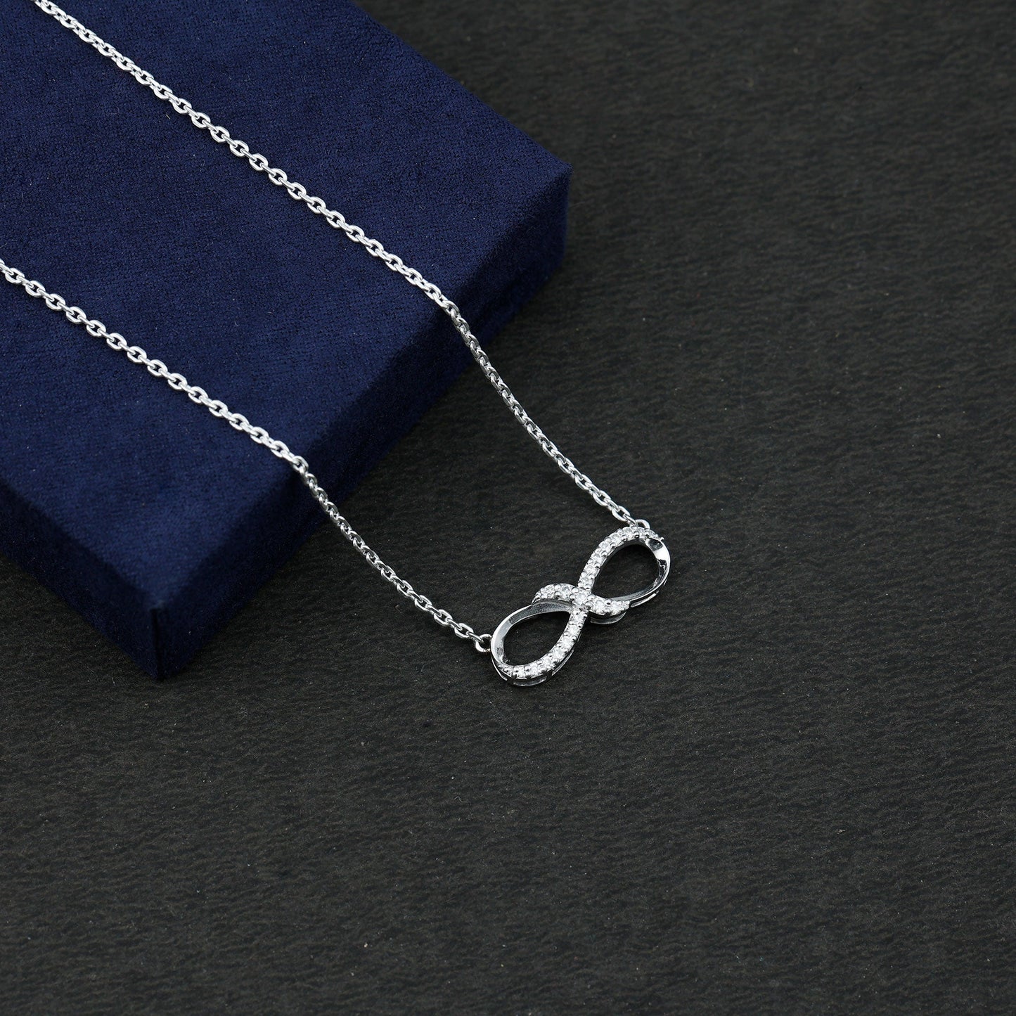 Lab Grown Diamond Infinity Knot Necklace with Accent