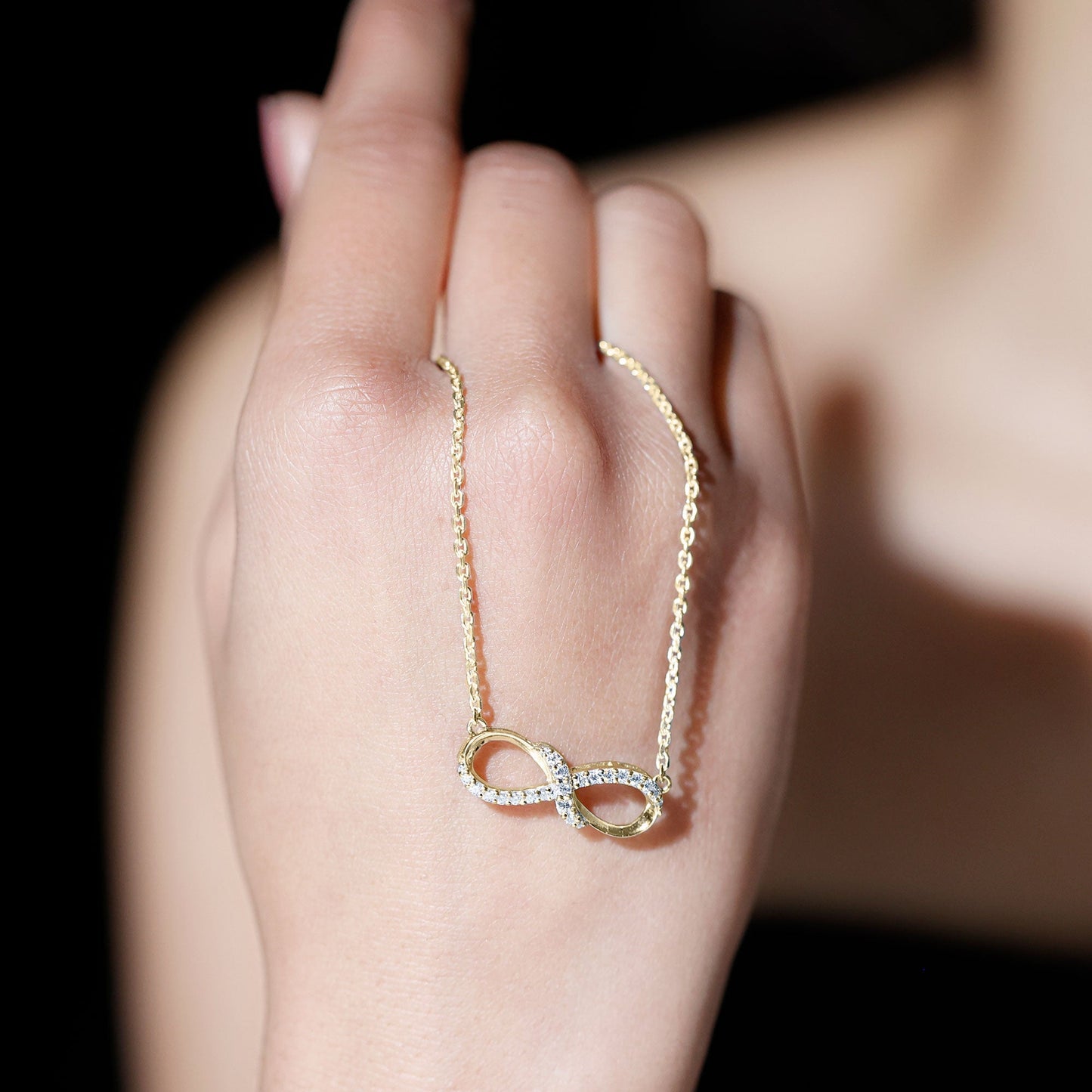 Lab Grown Diamond Infinity Knot Necklace with Accent