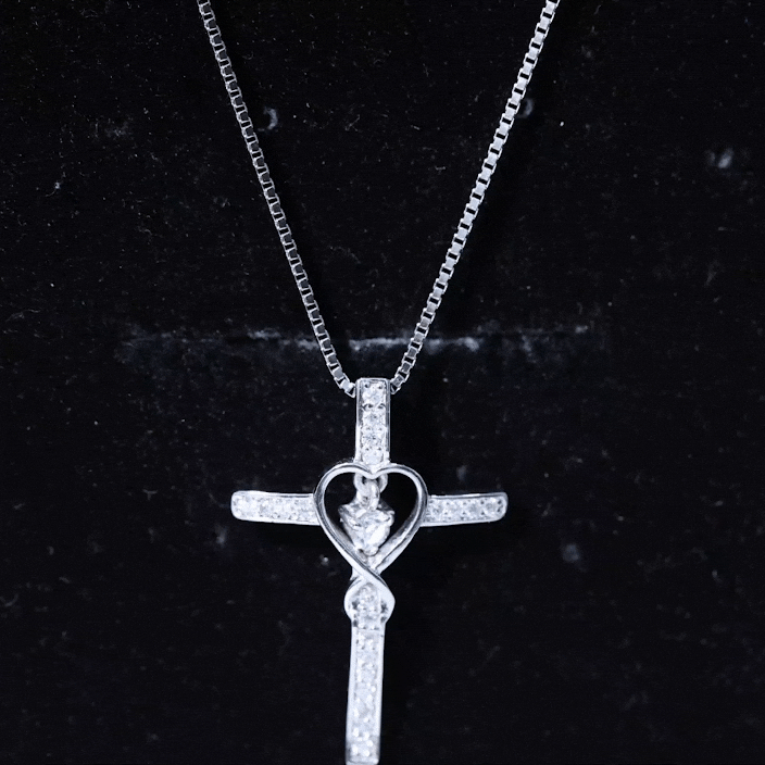 Certified Lab Grown Diamond Cross Heart Necklace