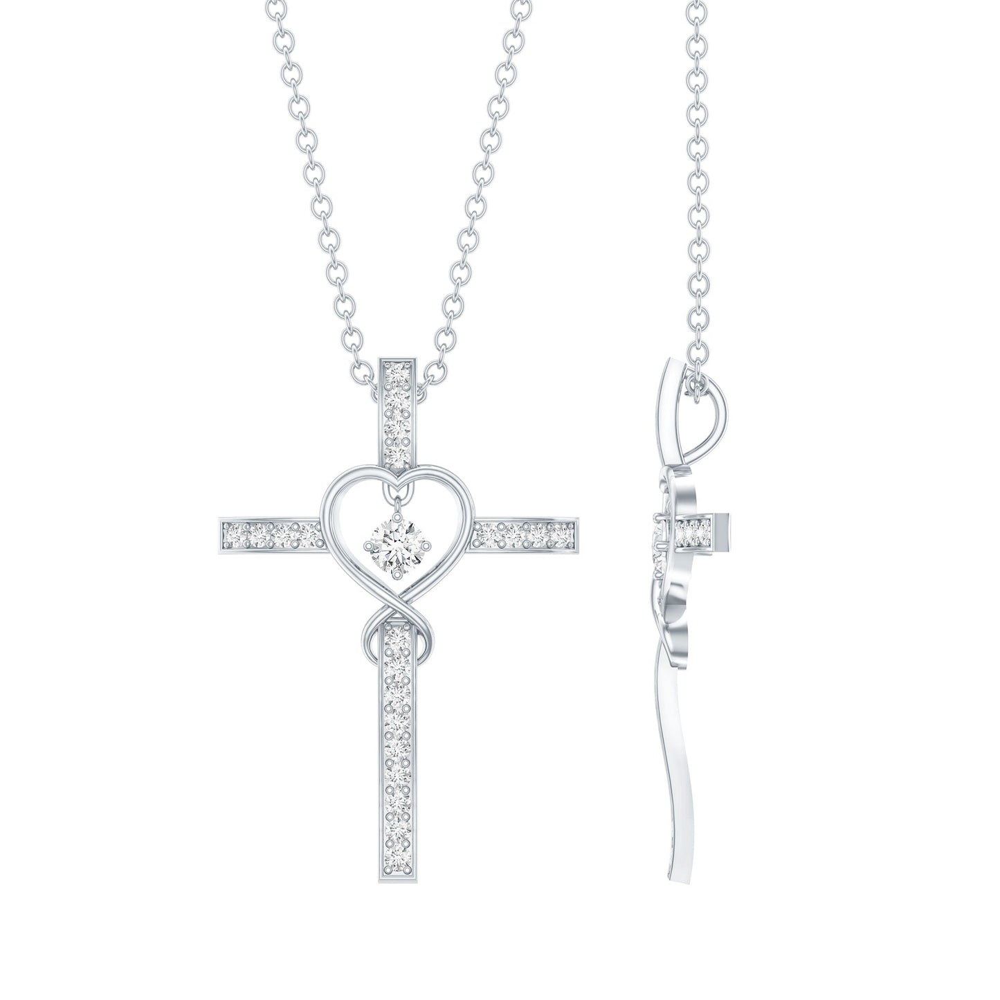 Certified Lab Grown Diamond Cross Heart Necklace