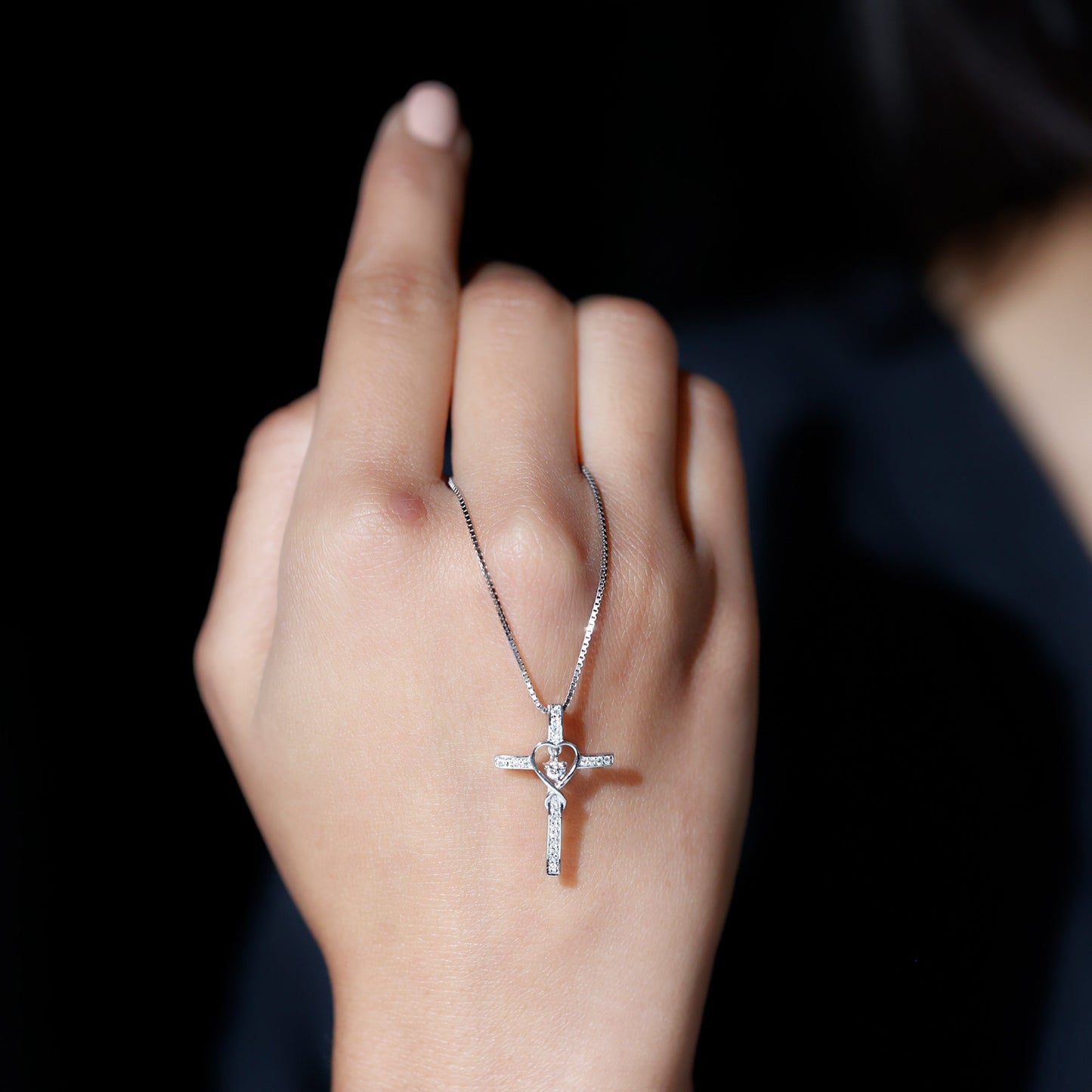 Certified Lab Grown Diamond Cross Heart Necklace