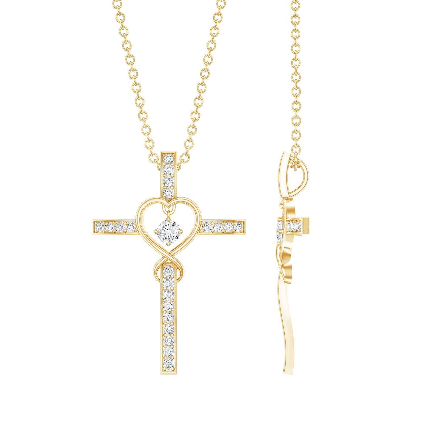Certified Lab Grown Diamond Cross Heart Necklace