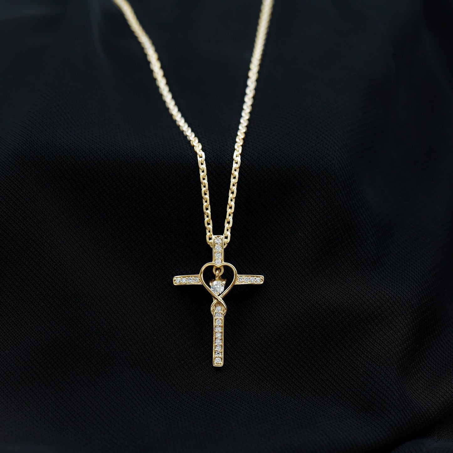 Certified Lab Grown Diamond Cross Heart Necklace