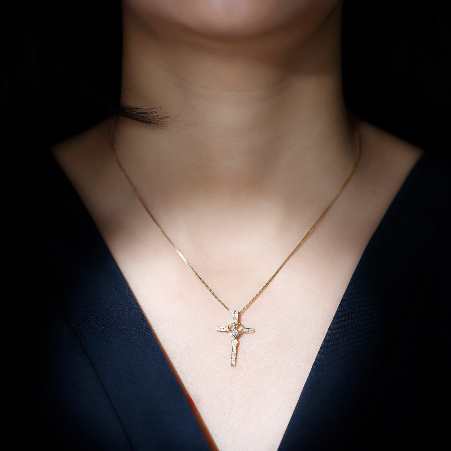 Certified Lab Grown Diamond Cross Heart Necklace