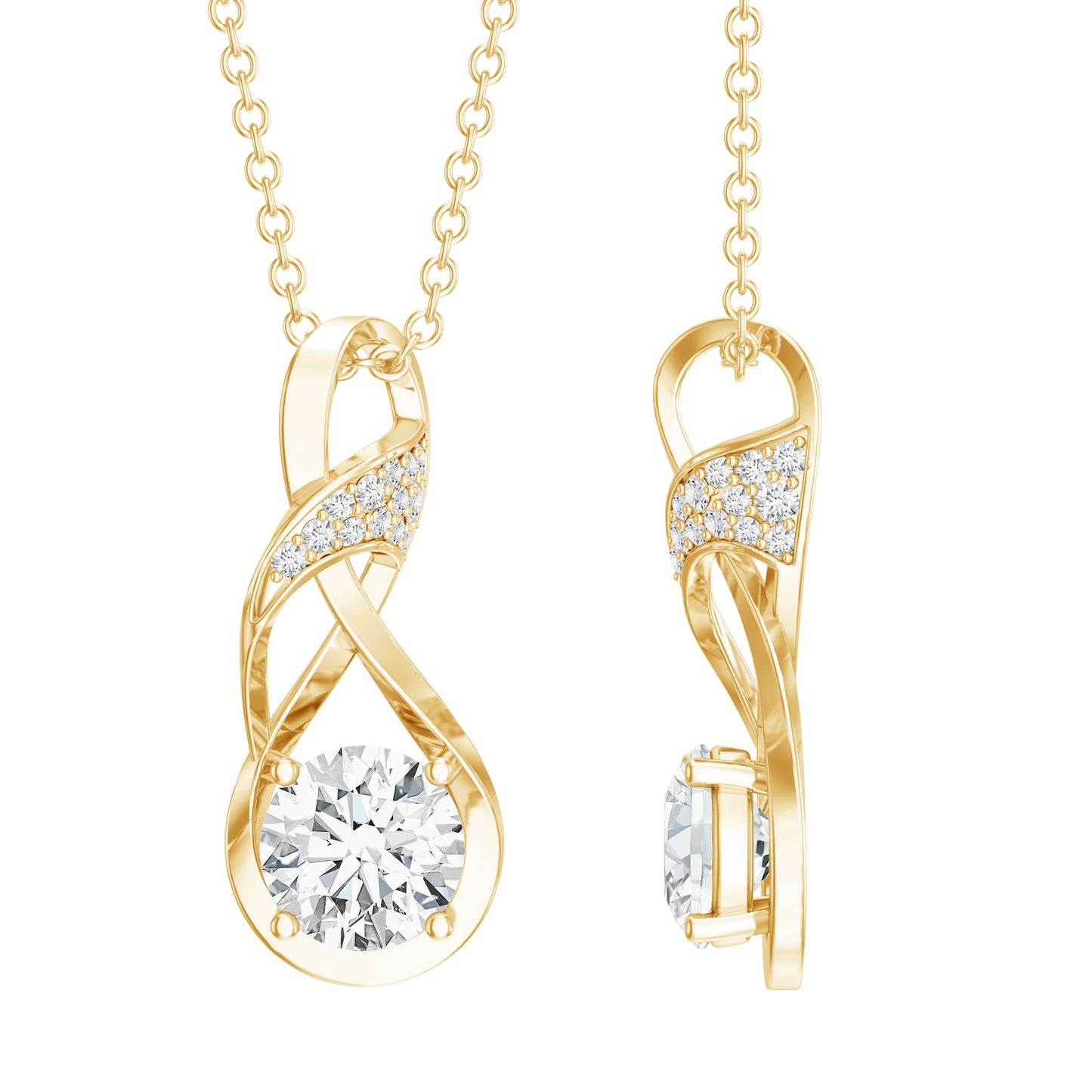 Certified Lab 0.9 Carat Round Diamond Infinity Pendant Necklace