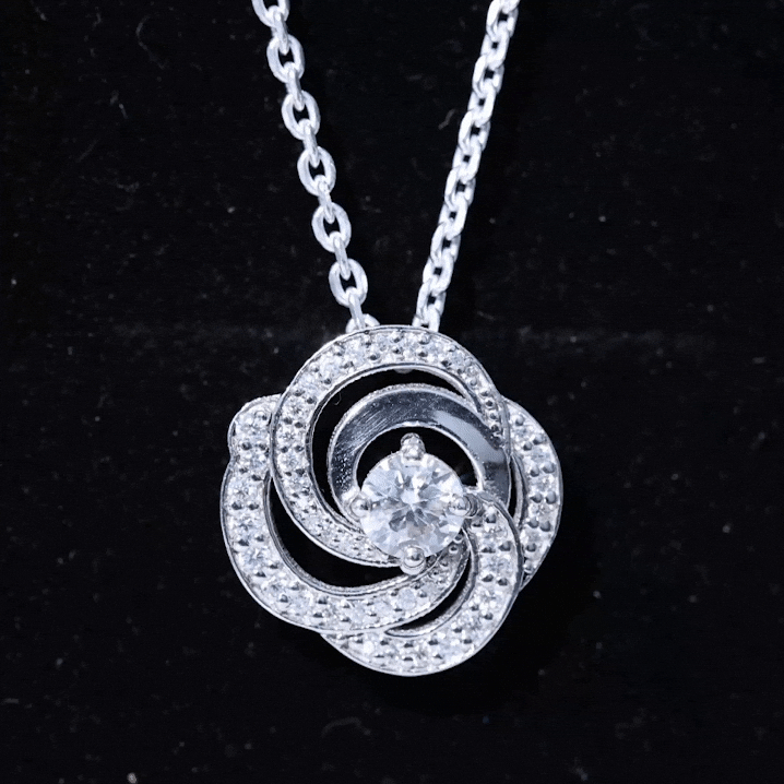Lab Grown Diamond Prong Set Flower Pendant Necklace