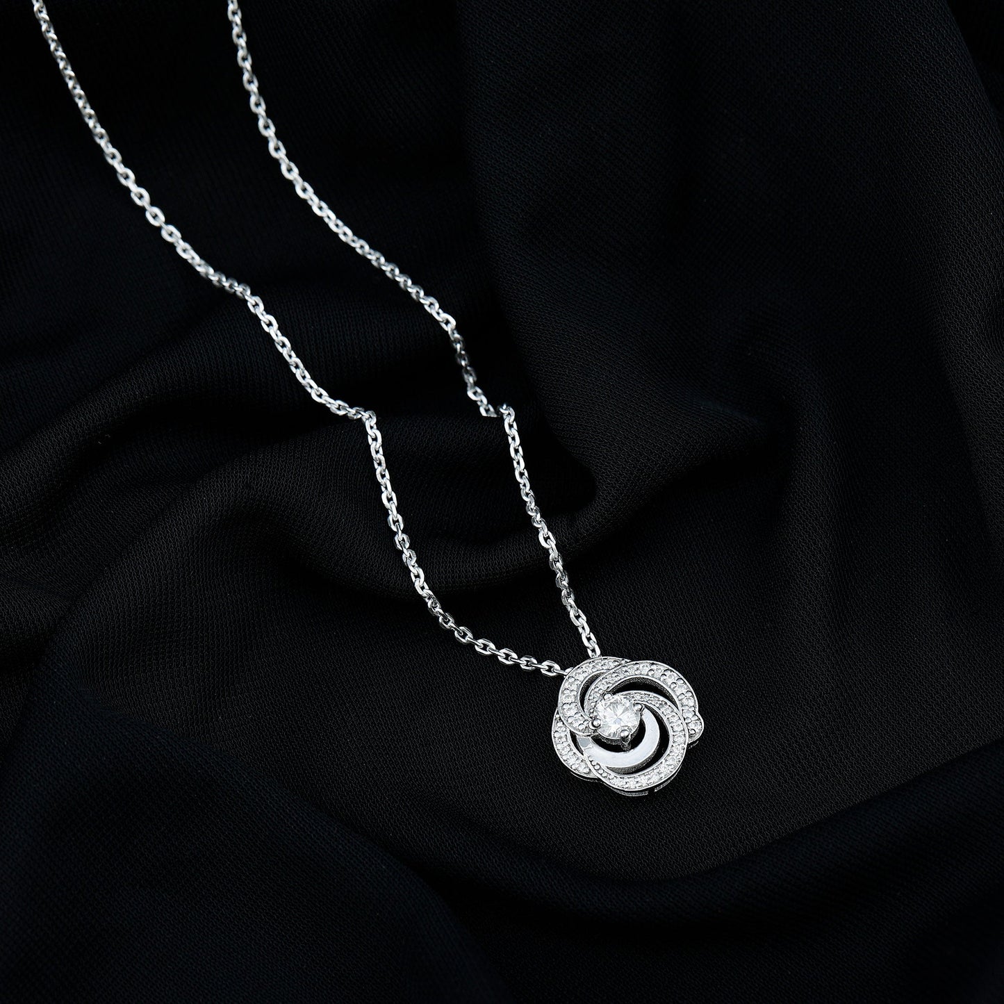 Lab Grown Diamond Prong Set Flower Pendant Necklace
