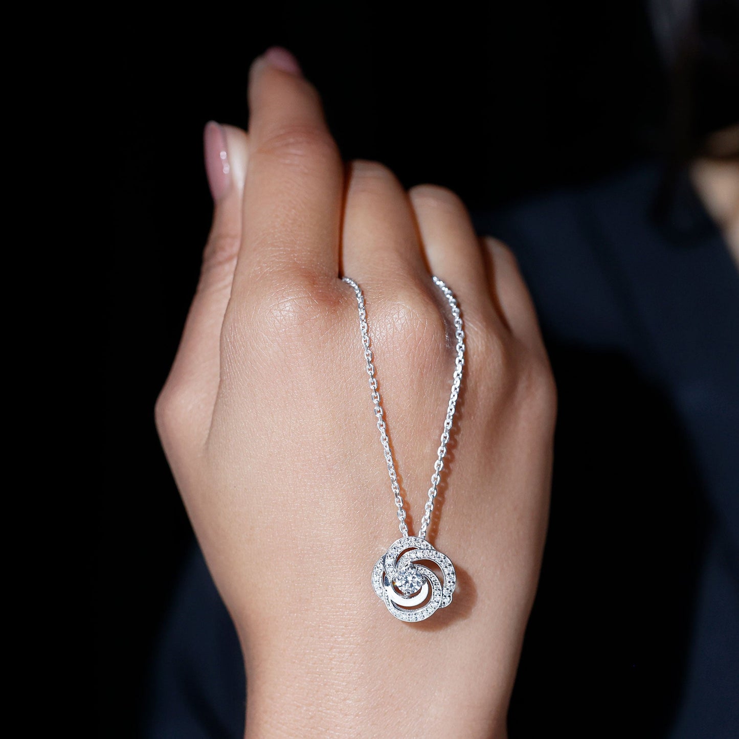 Lab Grown Diamond Prong Set Flower Pendant Necklace