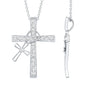 Pave Set Lab Grown Diamond Double Cross Charm Necklace