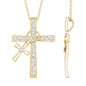 Pave Set Lab Grown Diamond Double Cross Charm Necklace