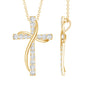 Pave Set Lab Grown Diamond Double Cross Necklace