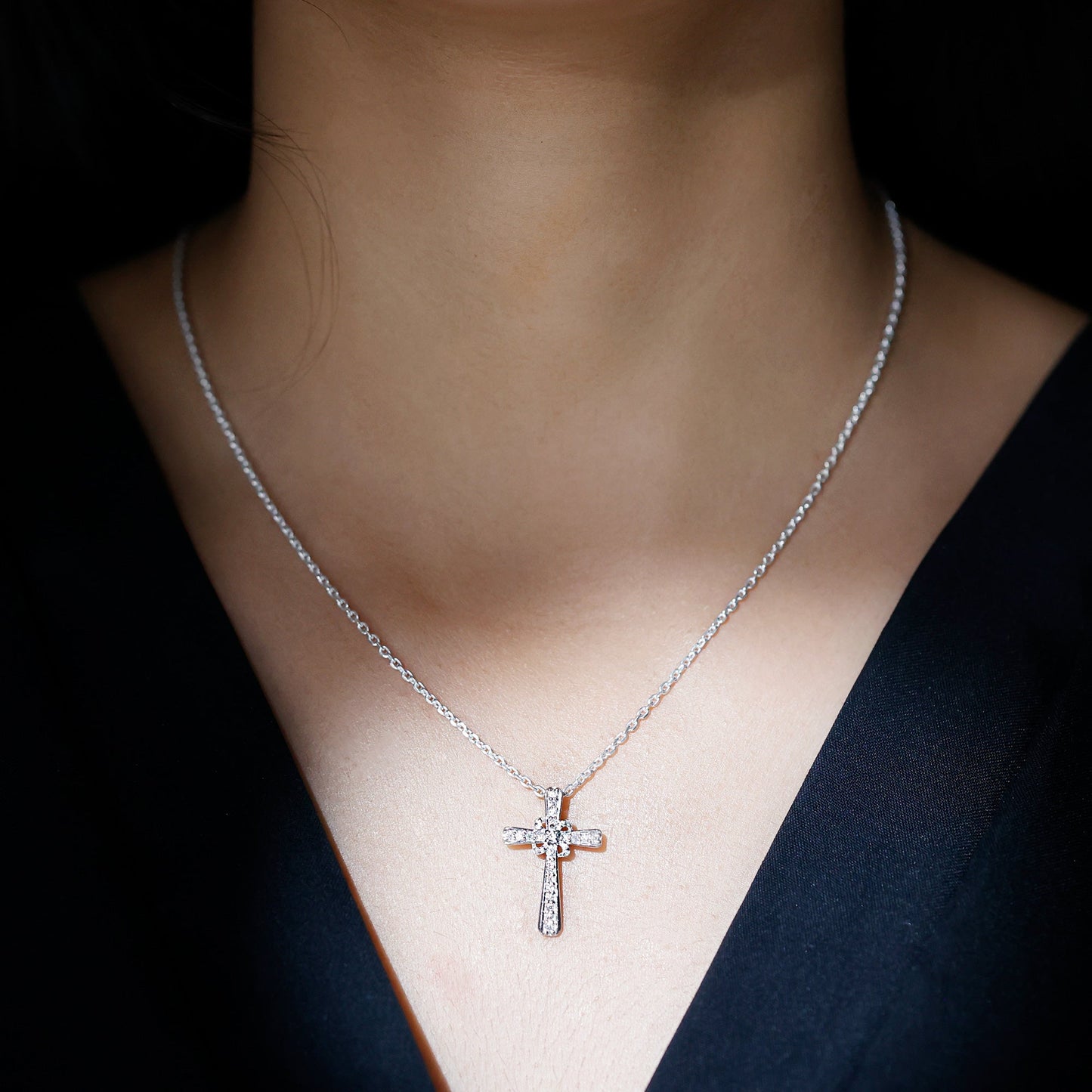 Lab Grown Diamond Catholic Cross Necklace