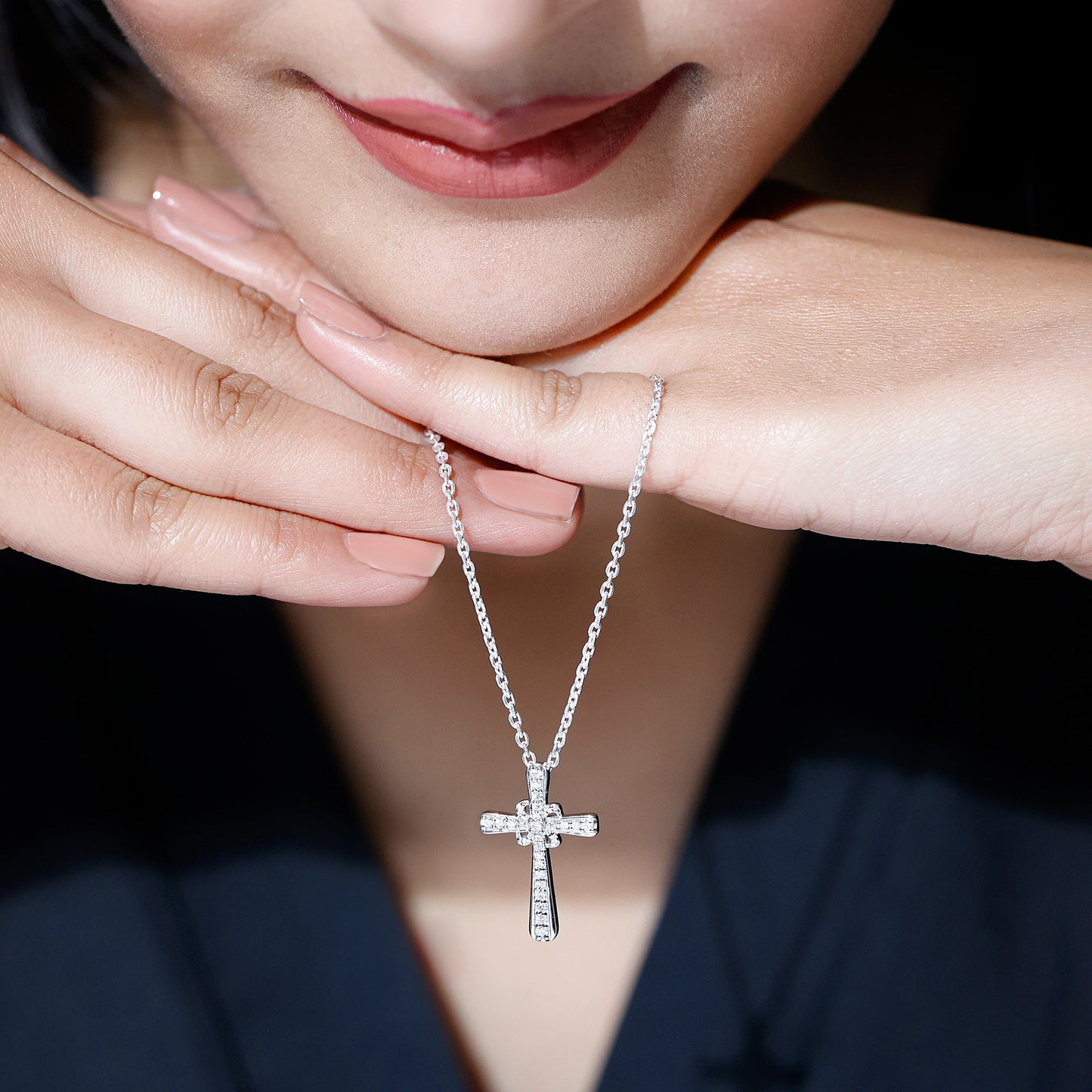 Lab Grown Diamond Catholic Cross Necklace