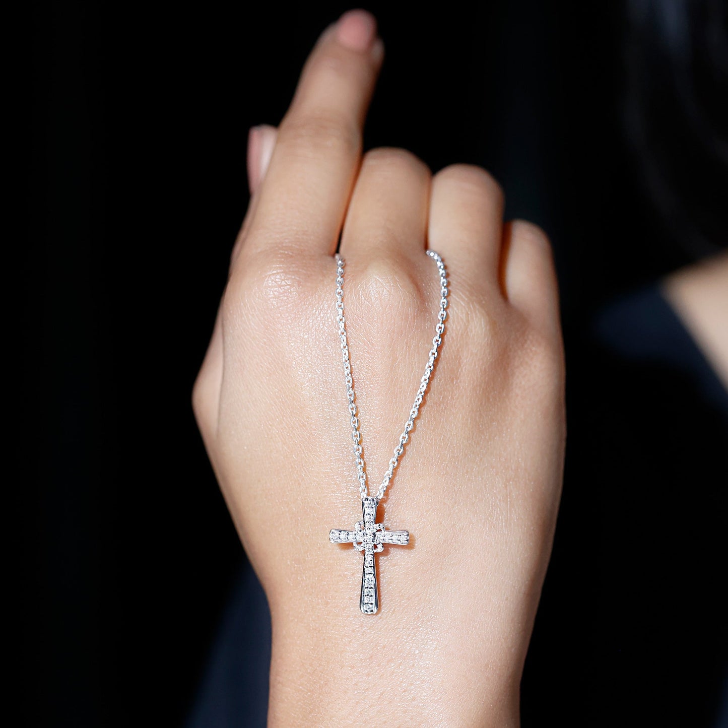 Lab Grown Diamond Catholic Cross Necklace