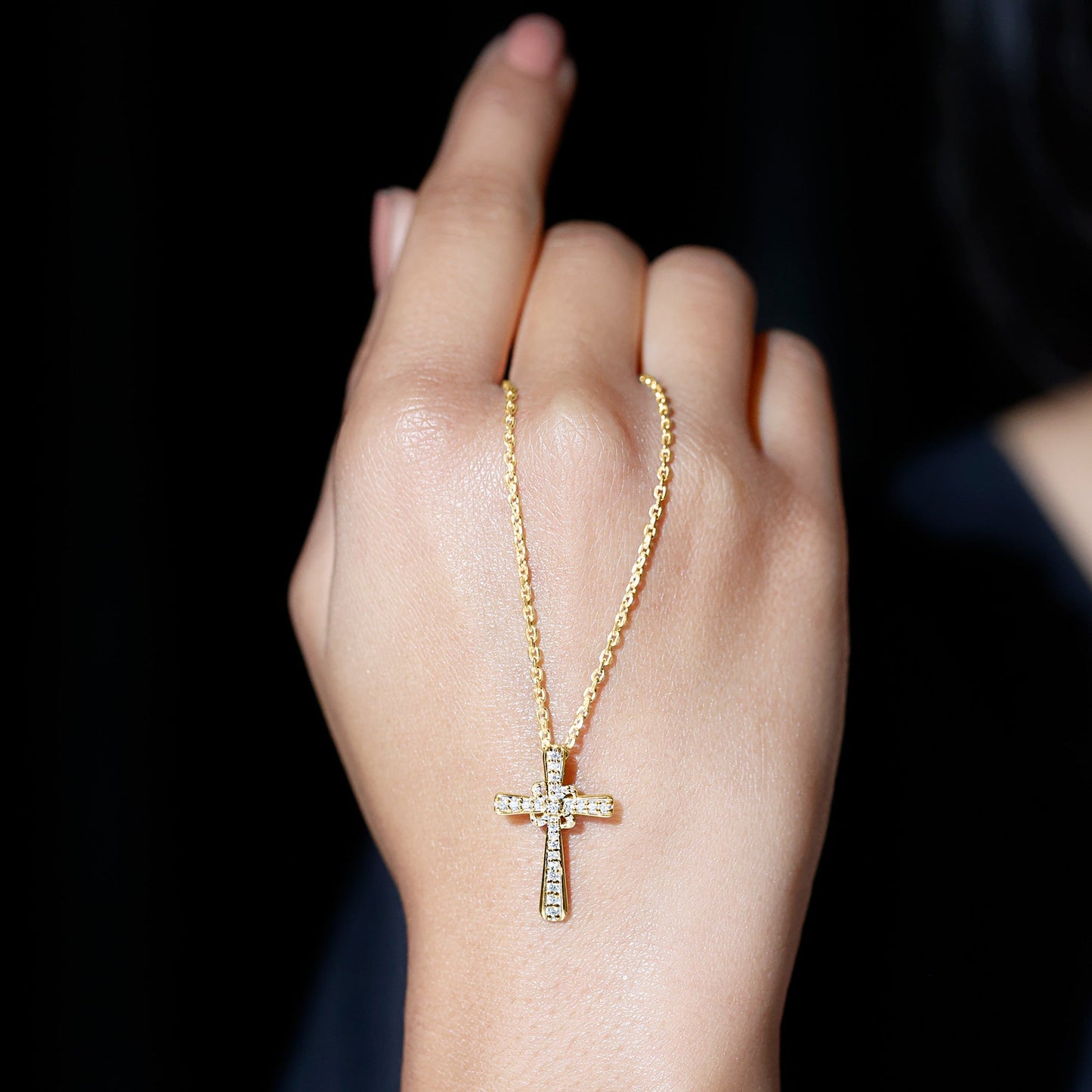 Lab Grown Diamond Catholic Cross Necklace