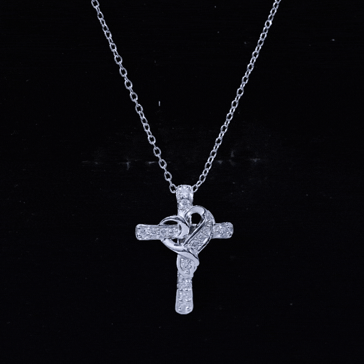 Certified Lab Grown Diamond Heart Cross Necklace