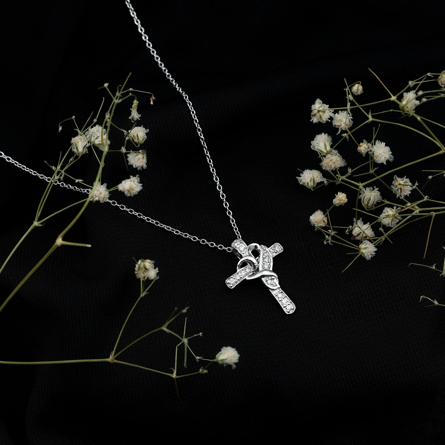 Certified Lab Grown Diamond Heart Cross Necklace