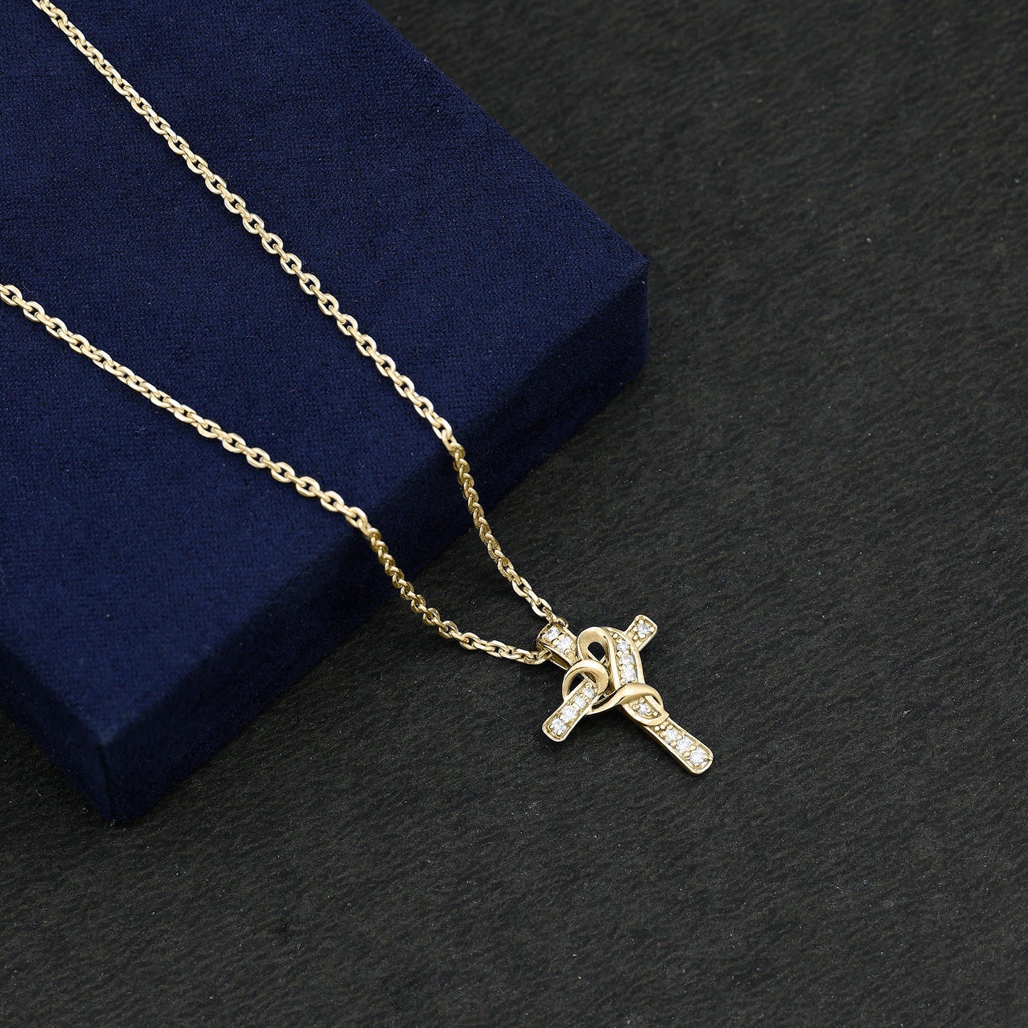 Certified Lab Grown Diamond Heart Cross Necklace