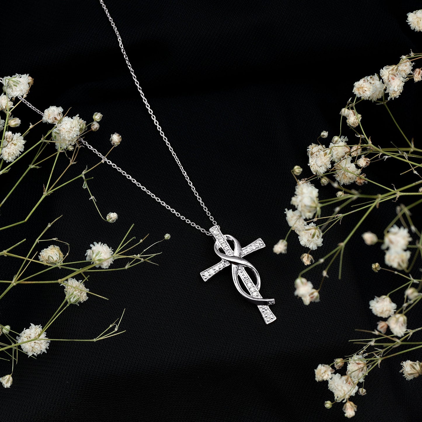 Certified Lab Grown Diamond Accent Cross Infinity Necklace
