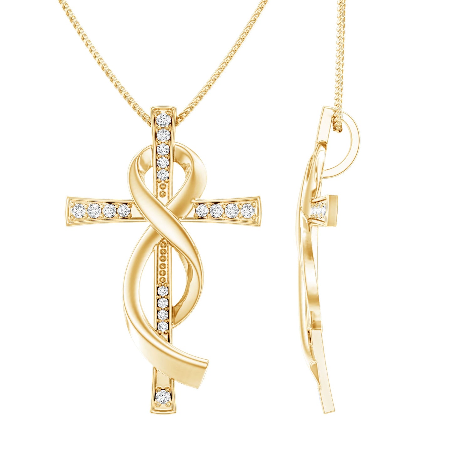 Certified Lab Grown Diamond Accent Cross Infinity Necklace