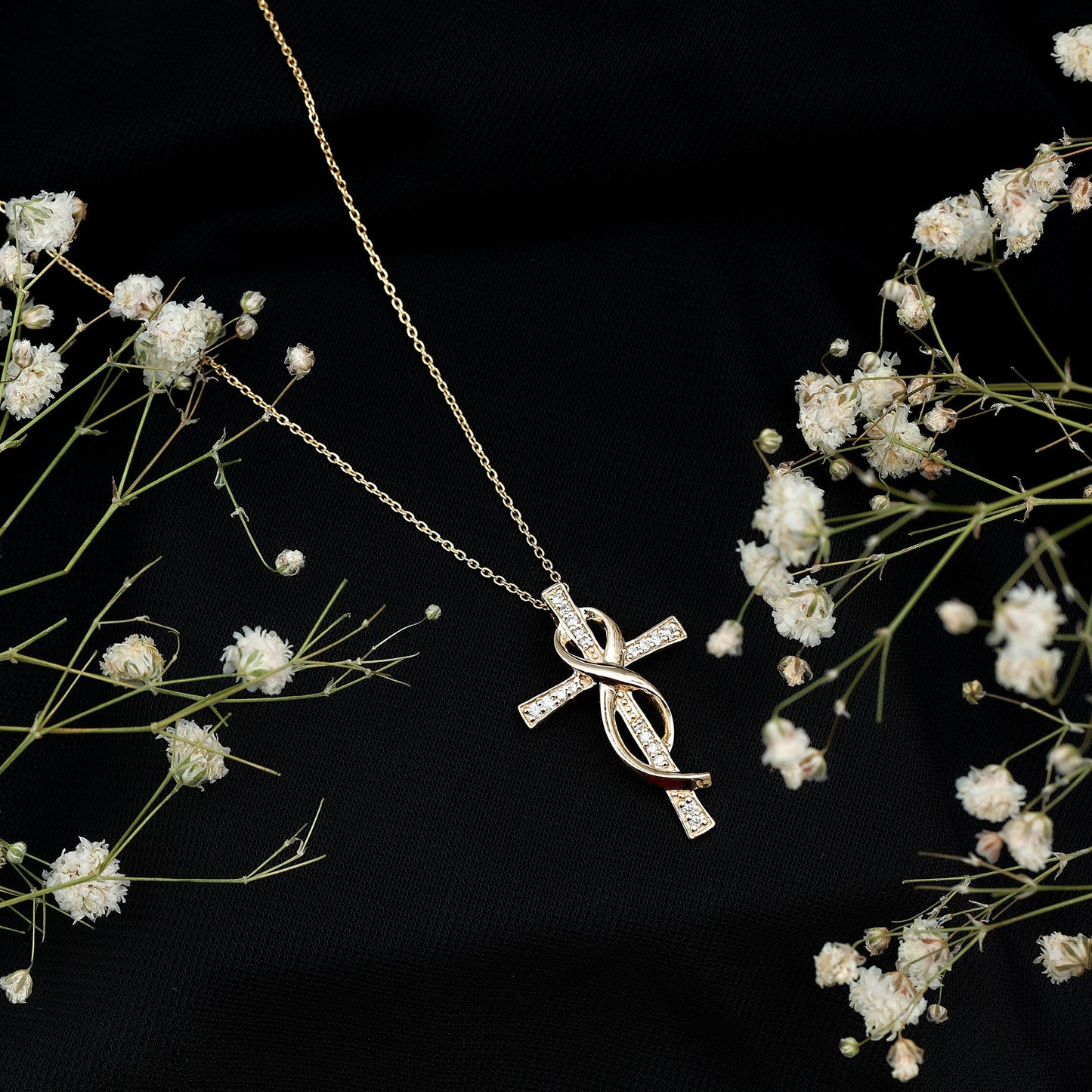 Certified Lab Grown Diamond Accent Cross Infinity Necklace