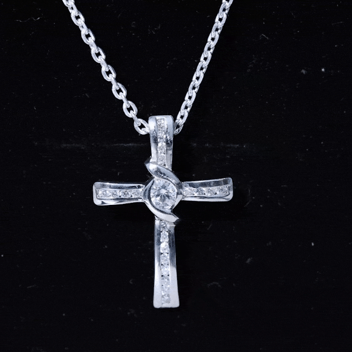 Bezel Set Lab Grown Diamond Cross Religious Necklace