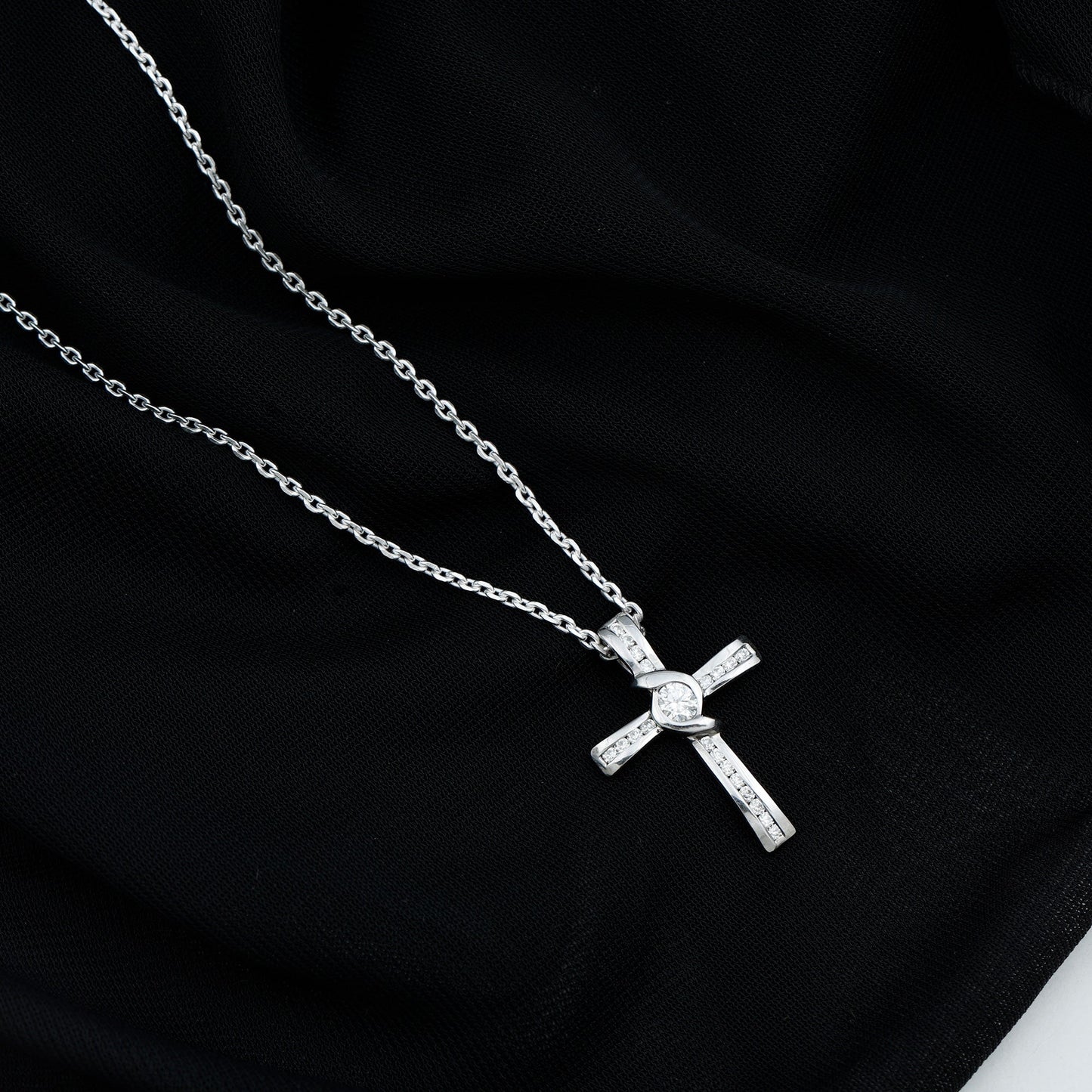 Bezel Set Lab Grown Diamond Cross Religious Necklace