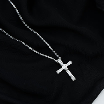 Bezel Set Lab Grown Diamond Cross Religious Necklace
