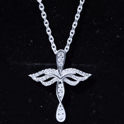 Certified Lab Grown Diamond Prong Set Cross Angel Necklace