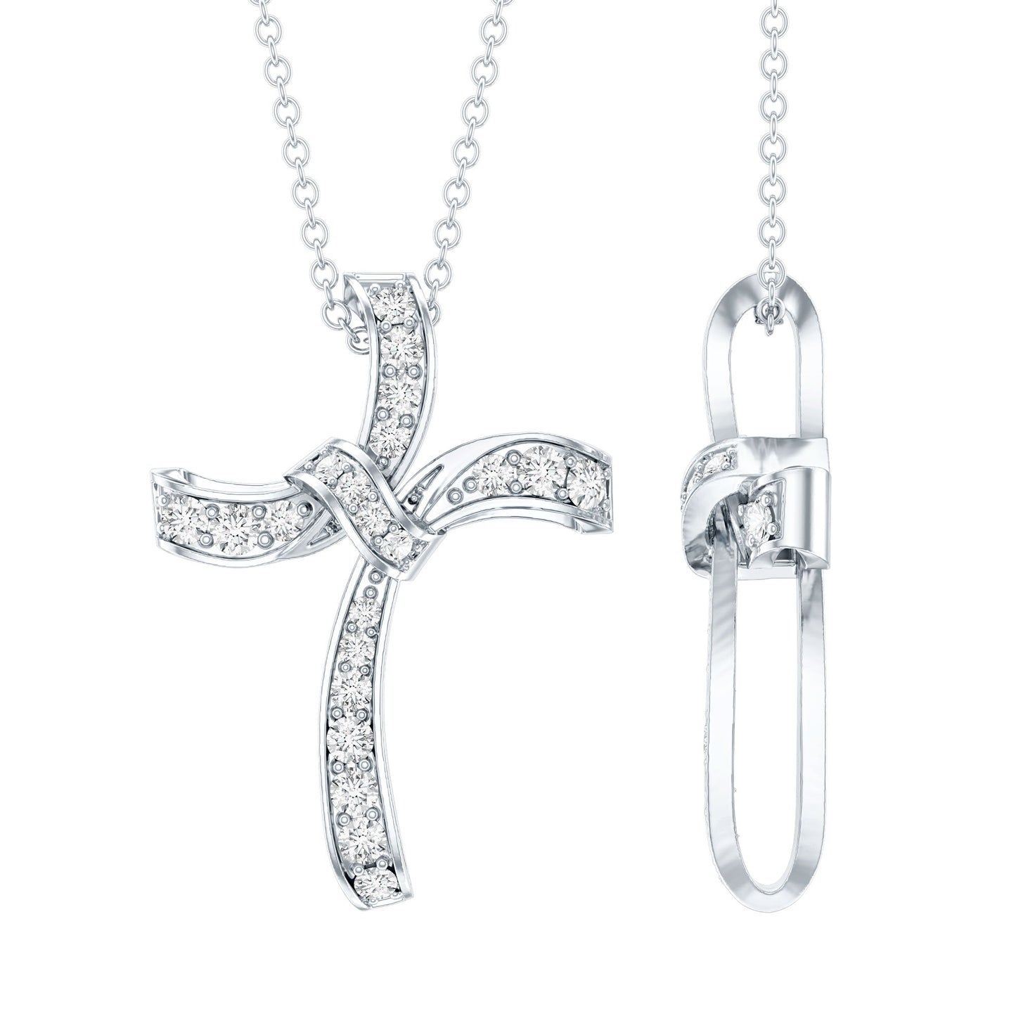Certified Lab Grown Diamond Catholic Cross Pendant
