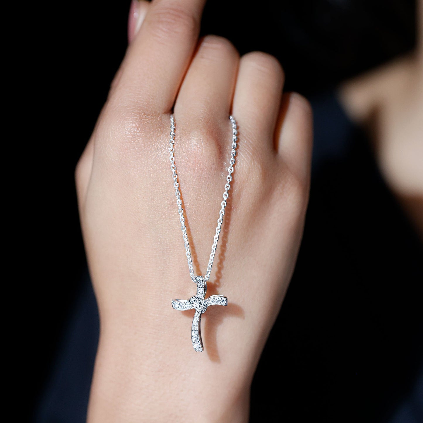 Certified Lab Grown Diamond Catholic Cross Pendant